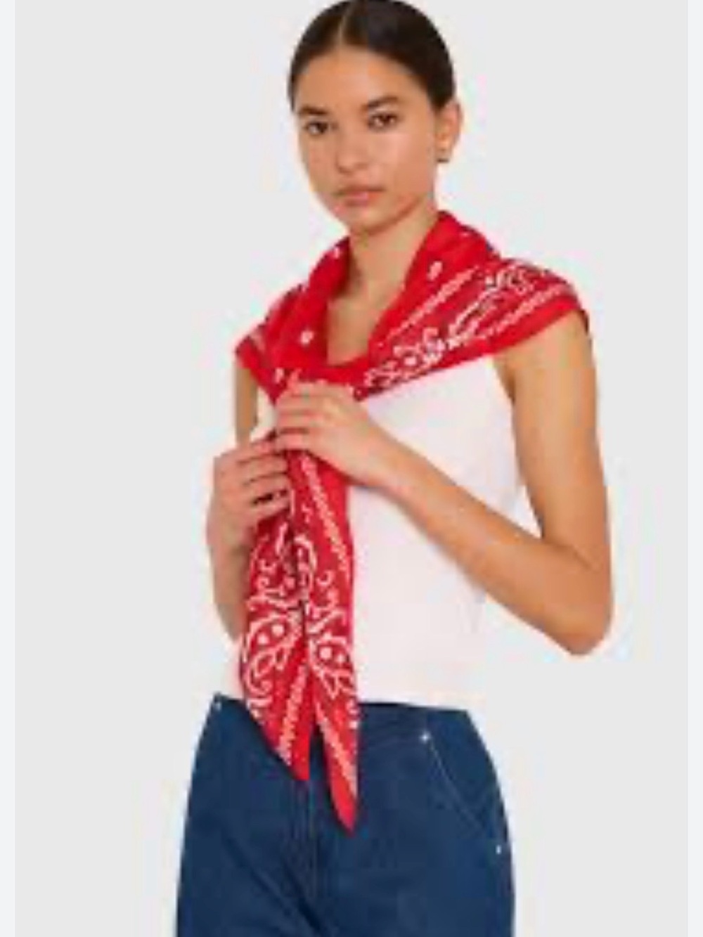 Urban Outfitters Convertible Silky Square Scarf 35x35 Red Paisley NWT
